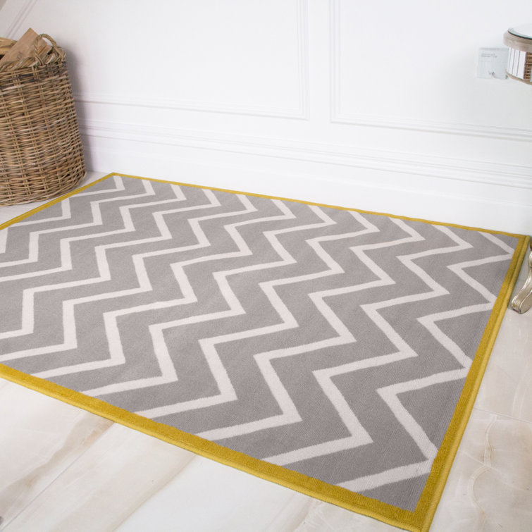 Ebern Designs Mccaw Chevron Hand Woven Flatweave 60cm X 110cm Gray Area